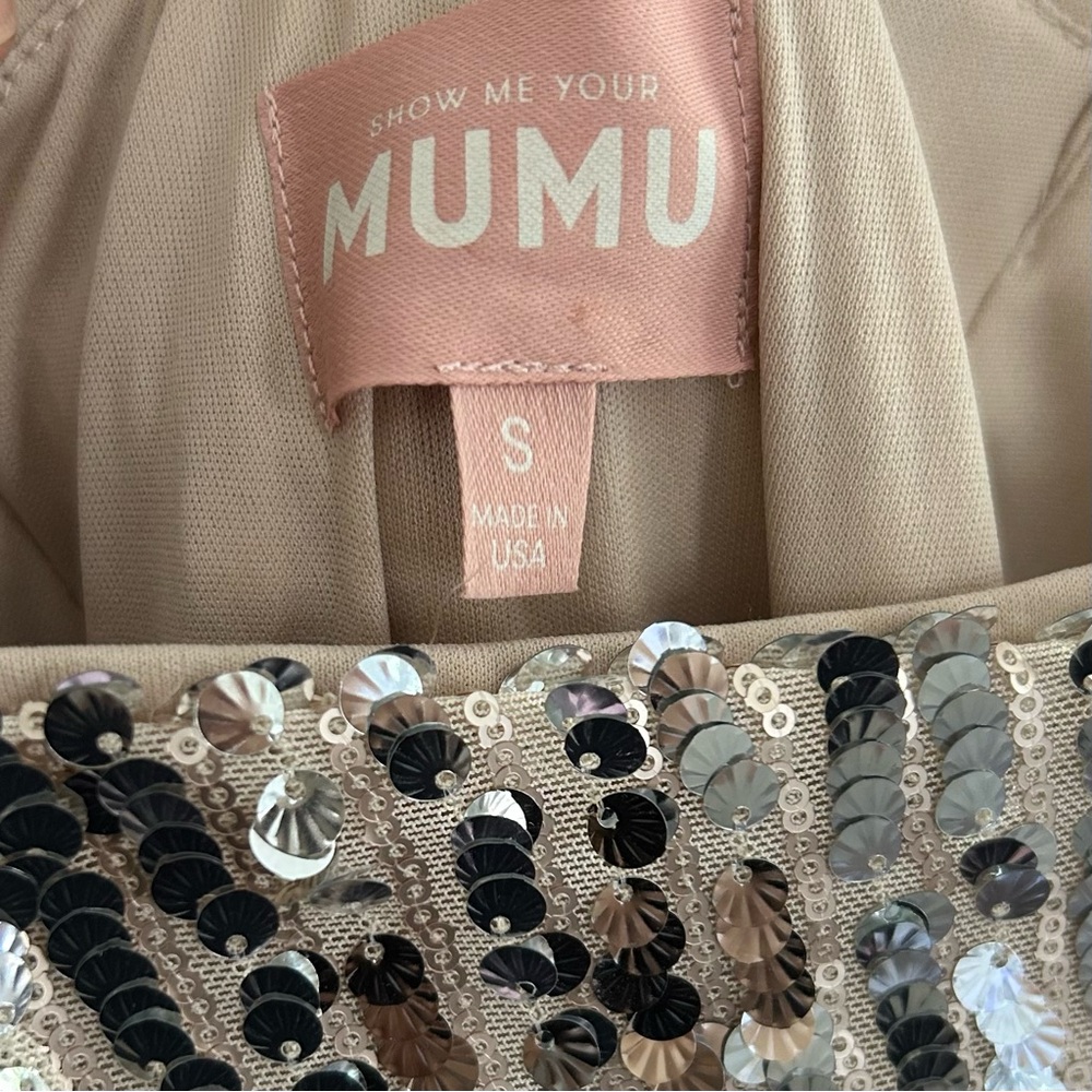 Show Me Your Mumu Eden Midi Dress Silver Sequin Size Small - Picture 11 of 15
